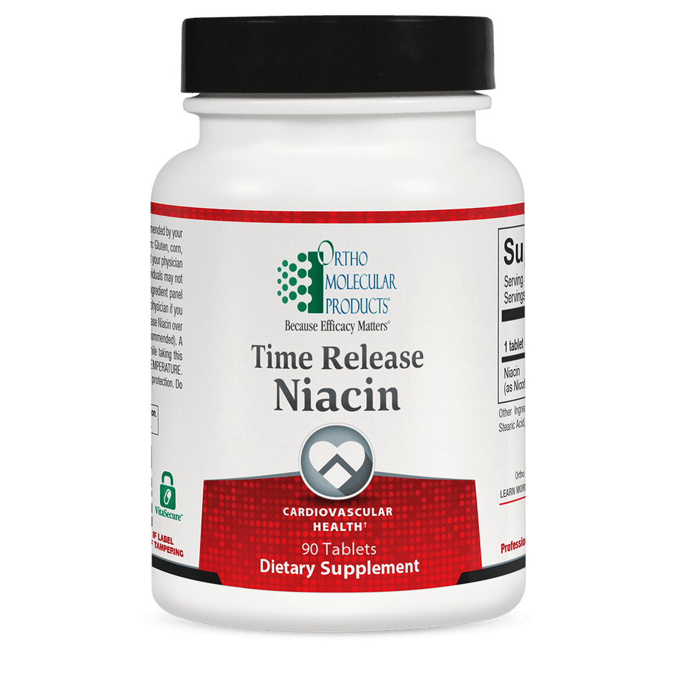 Time Release Niacin supplement bottle for cardiovascular health, 90 tablets, dietary supplement