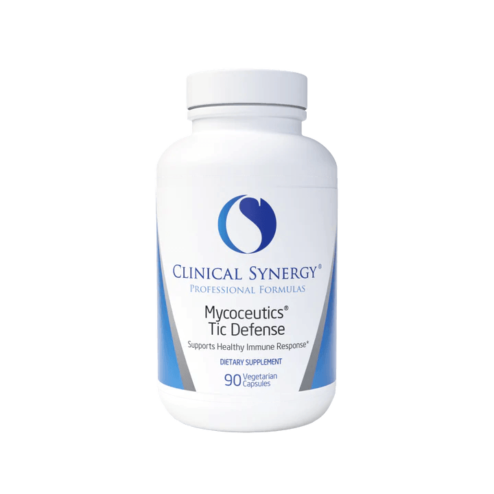 Clinical Synergy Mycoceutics Tic Defense dietary supplement bottle, 90 vegetarian capsules
