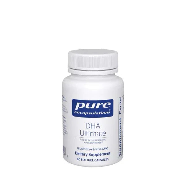 Pure Encapsulations DHA Ultimate dietary supplement bottle, 60 softgel capsules