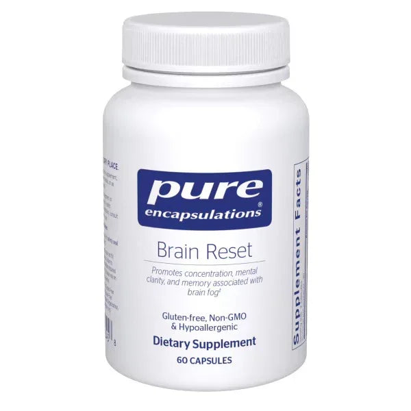 Pure Encapsulations Brain Reset supplement bottle, 60 capsules, supports mental clarity