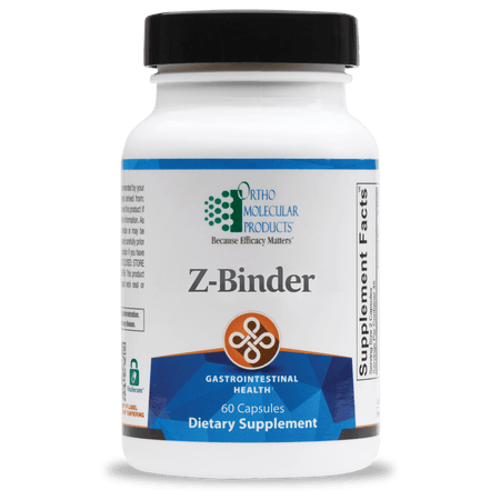 Z-Binder dietary supplement bottle for gastrointestinal health, 60 capsules, Ortho Molecular Products