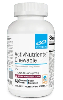 Bottle of ActivNutrients Chewable children's multivitamin and mineral dietary supplement, 60 tablets.