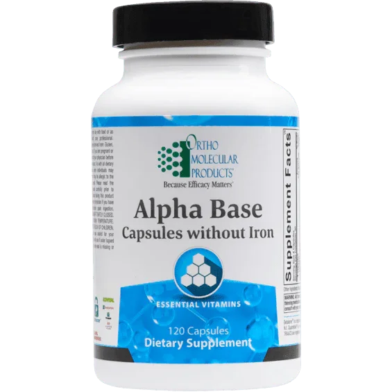 Alpha Base Capsules without Iron bottle, dietary supplement with essential vitamins, 120 capsules