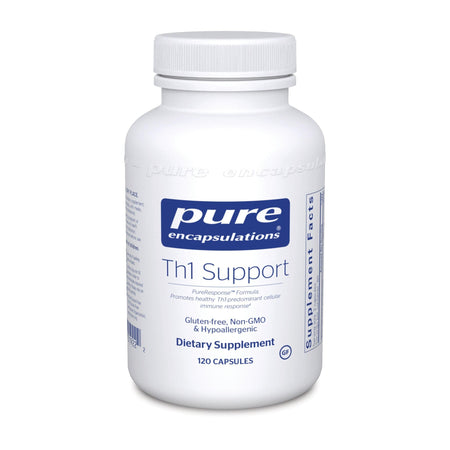 Pure Encapsulations Th1 Support dietary supplement bottle, 120 capsules, gluten-free.