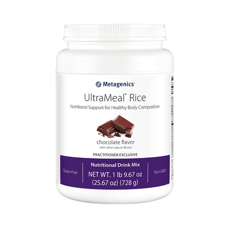 UltraMeal Rice chocolate flavor nutritional drink mix container, gluten-free and non-GMO