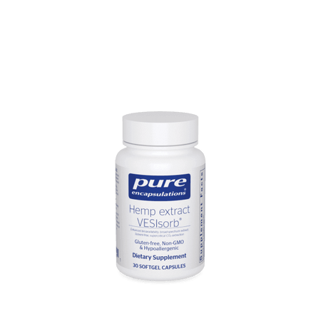Pure Encapsulations Hemp Extract VESIsorb dietary supplement bottle, 30 softgel capsules
