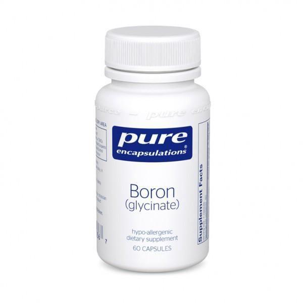 Pure Encapsulations Boron glycinate hypoallergenic supplement bottle, 60 capsules
