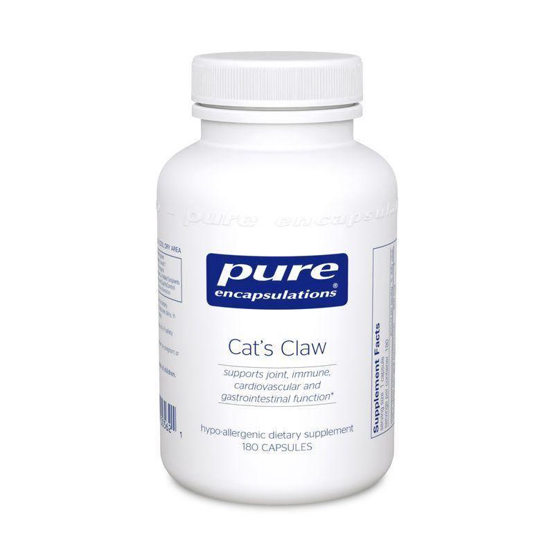 Pure Encapsulations Cat's Claw supplement bottle, 180 capsules, dietary support