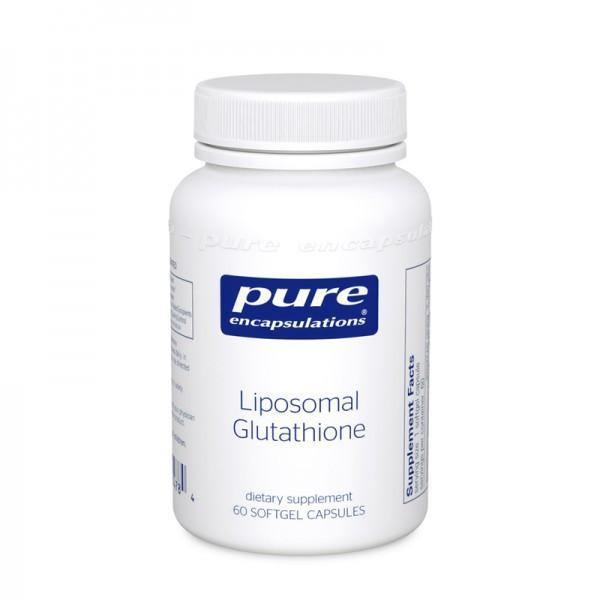 Pure Encapsulations Liposomal Glutathione dietary supplement bottle, 60 softgel capsules