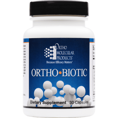 Ortho-Biotic dietary supplement bottle, 30 capsules, probiotics for gut health