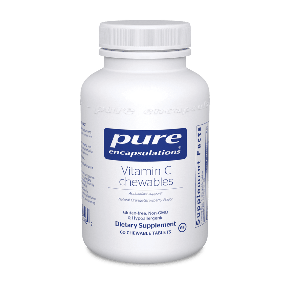 Pure Encapsulations Vitamin C chewables dietary supplement bottle, 60 tablets